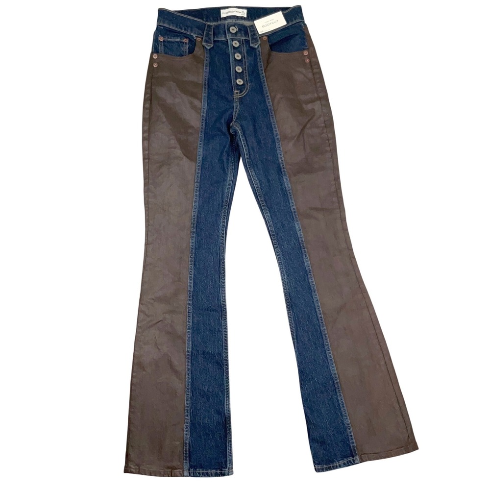 Abercrombie & Fitch Kemo Sabe Jeans Womens 26 Blue Brown Coated Bootcut NWT